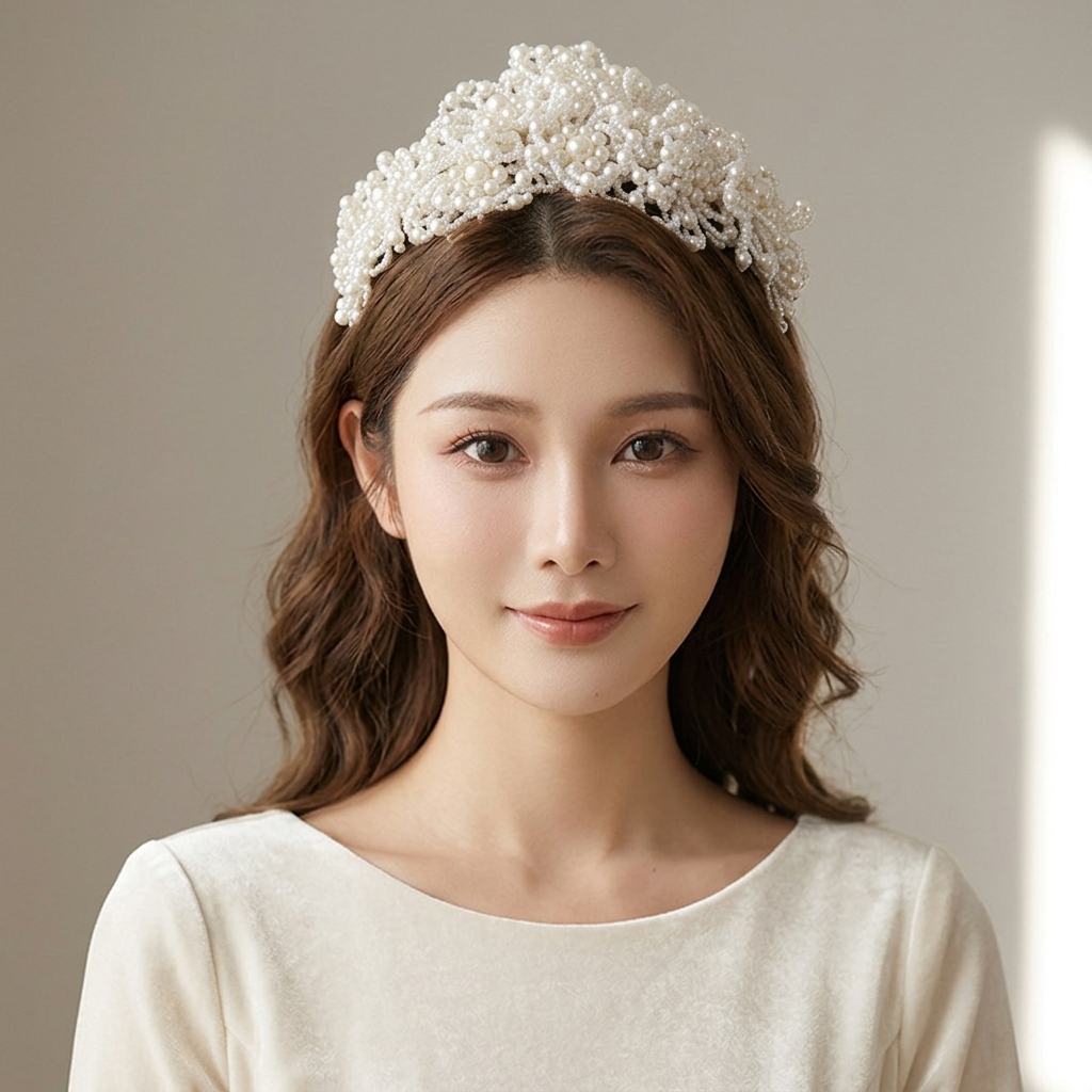 Women'S Formal Wear To A Wedding - Pearl Crown Headpiece For Wedding Bridal