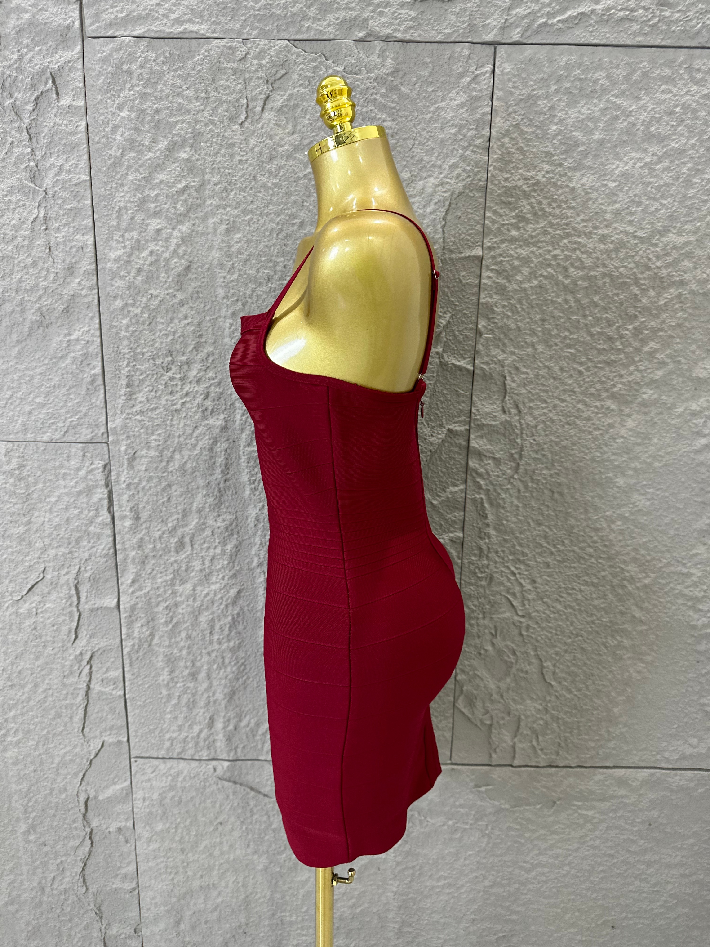 Women Formal Wear H&M - Chic Burgundy Bandage Mini Dress Women
