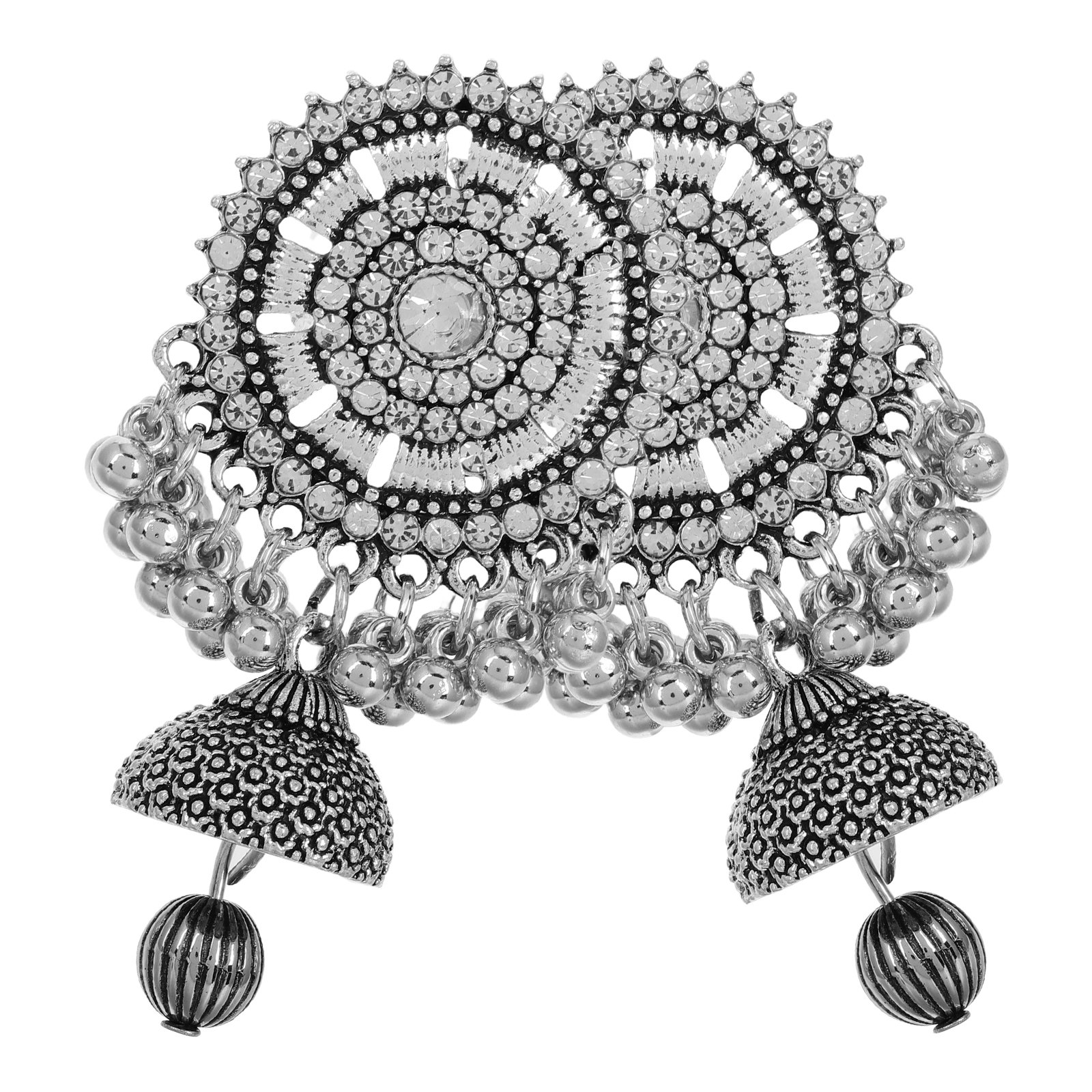 Women Formal Wear Ethnic - 1Pair Oxidized Silver Boho Ethnic Earrings