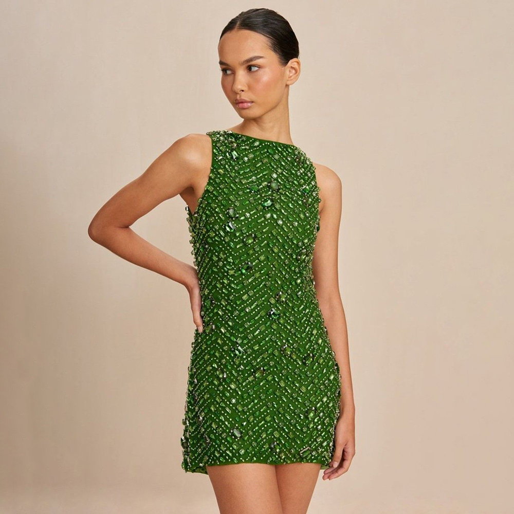 Green Rhinestone Embroidery Sl - Women'S Formal Dinner Wear บทวิจารณ์และราคา