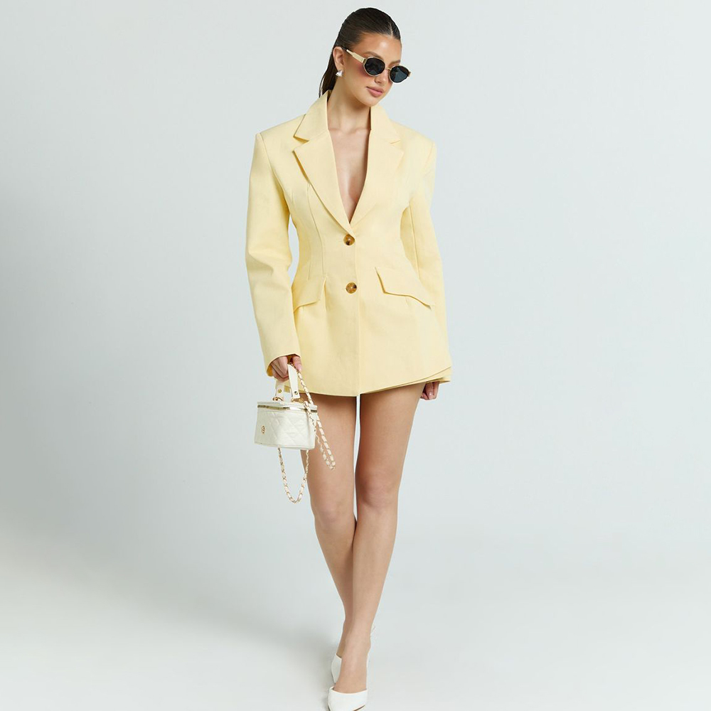 Light Yellow Women's 2Pic Suit - Yellow Formal Wear Women บทวิจารณ์และราคา