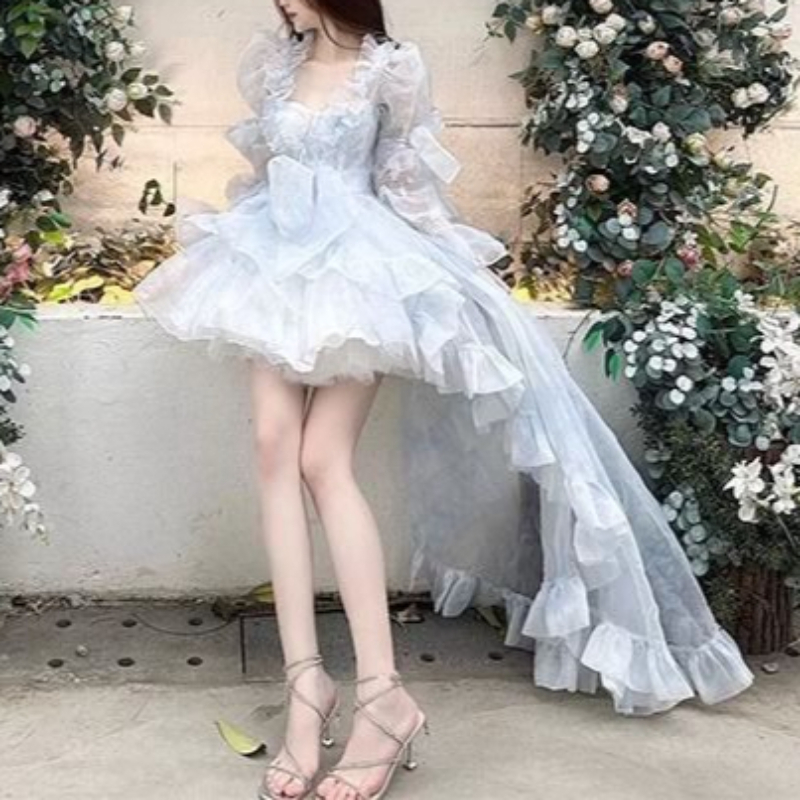 Sweet Lolita French Puff Sleev - Women Formal Wear For Graduation บทวิจารณ์และราคา