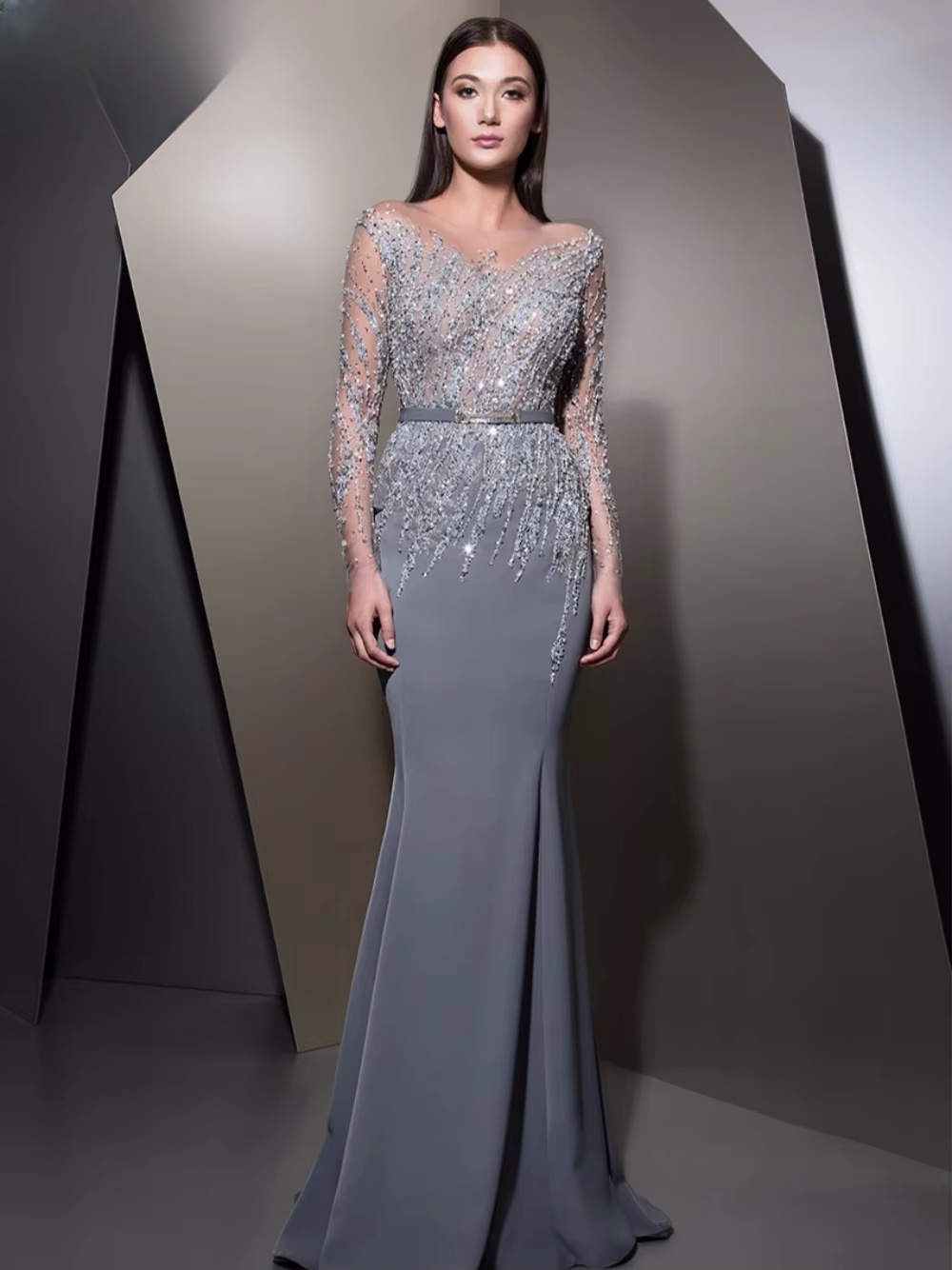 GRACEPROM Illusion Long Sleeve - Women'S Formal Dinner Wear บทวิจารณ์และราคา