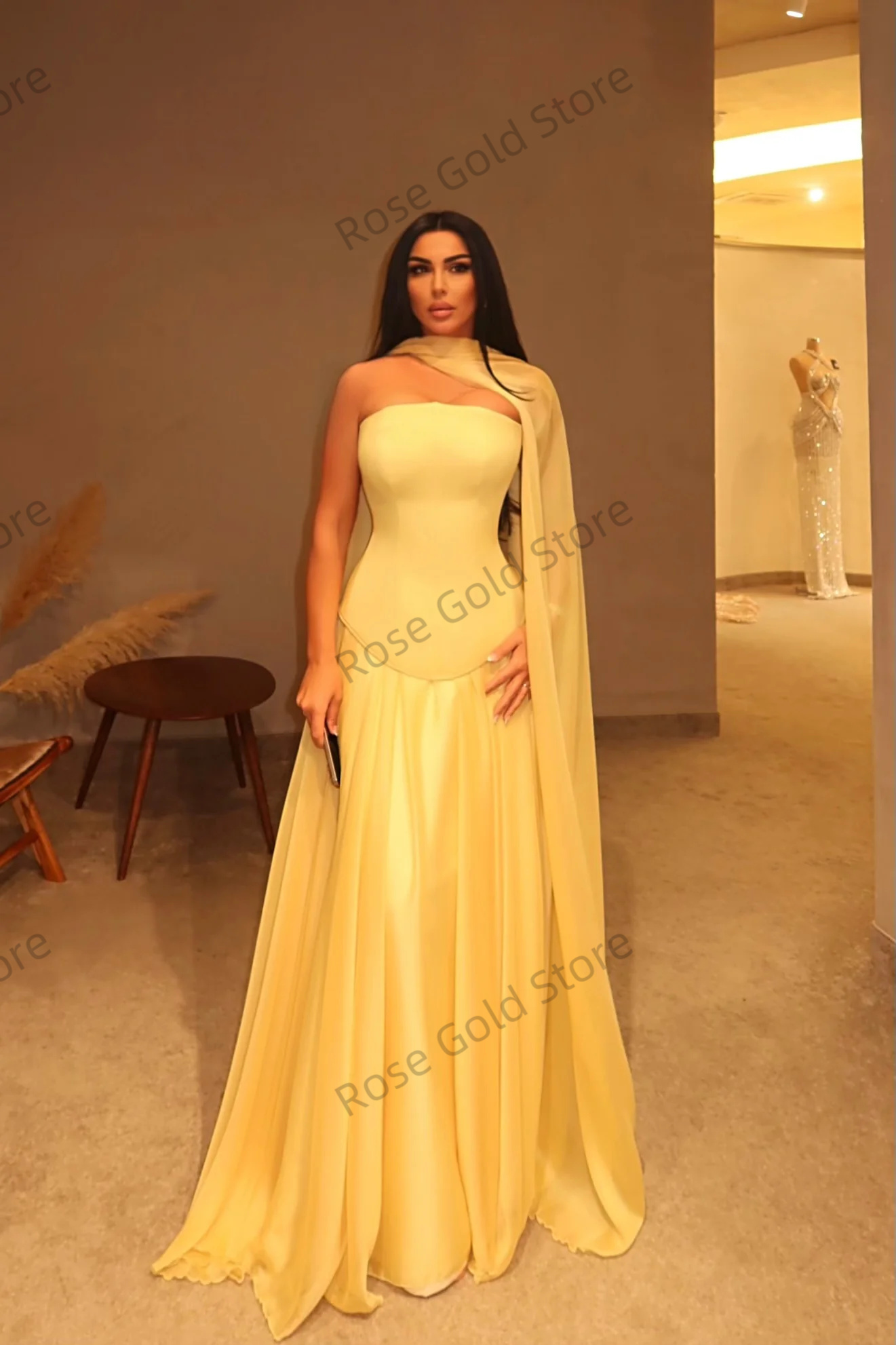 Simple Yellow Evening Dresses  - Yellow Formal Wear Women บทวิจารณ์และราคา