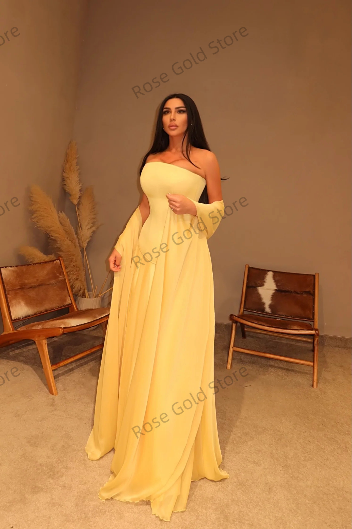 Simple Yellow Evening Dresses  - Yellow Formal Wear Women บทวิจารณ์และราคา