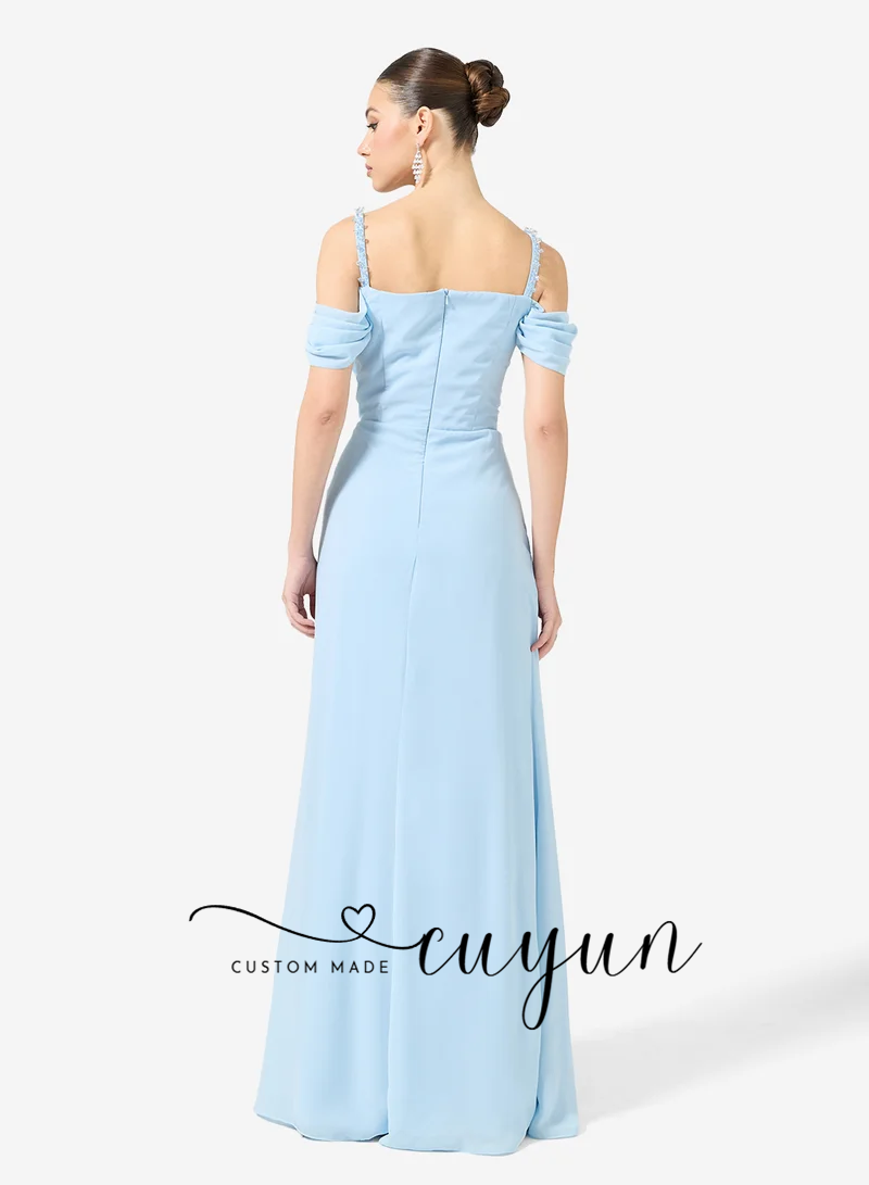 CUYUN Customized Sky Blue Form - Women'S Formal Dinner Wear บทวิจารณ์และราคา