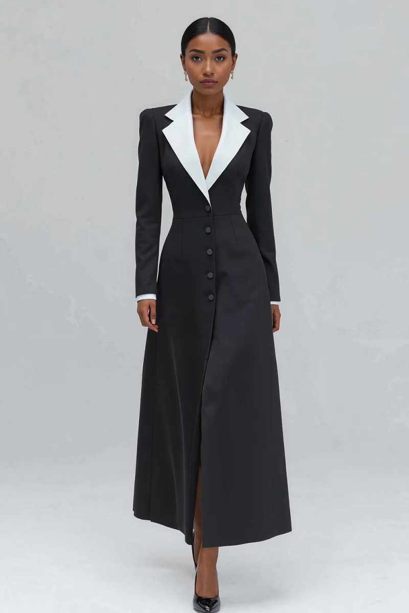 A Line Women Long Blazer Jacke - Women Formal Wear With Tie บทวิจารณ์และราคา
