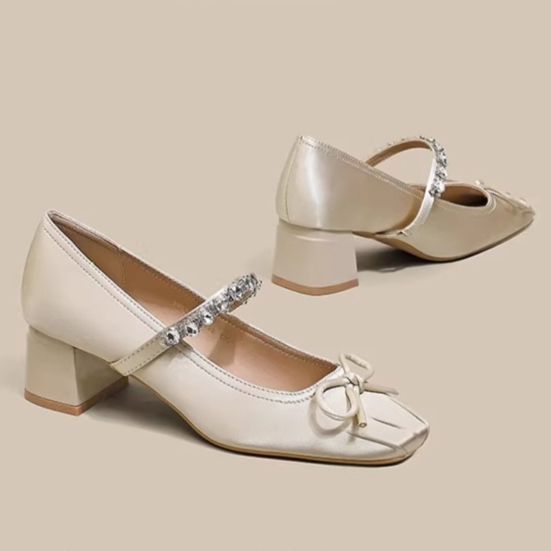 Square Toe Mary Jane Single Sh - Pump Heel Block บทวิจารณ์และราคา