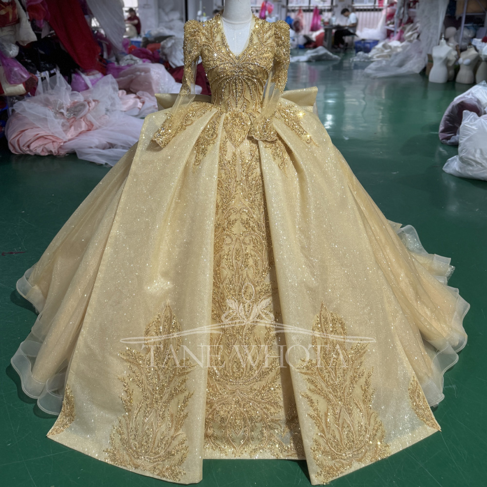 Elegant V-Neck Evening Dress 2 - Yellow Formal Wear Women บทวิจารณ์และราคา