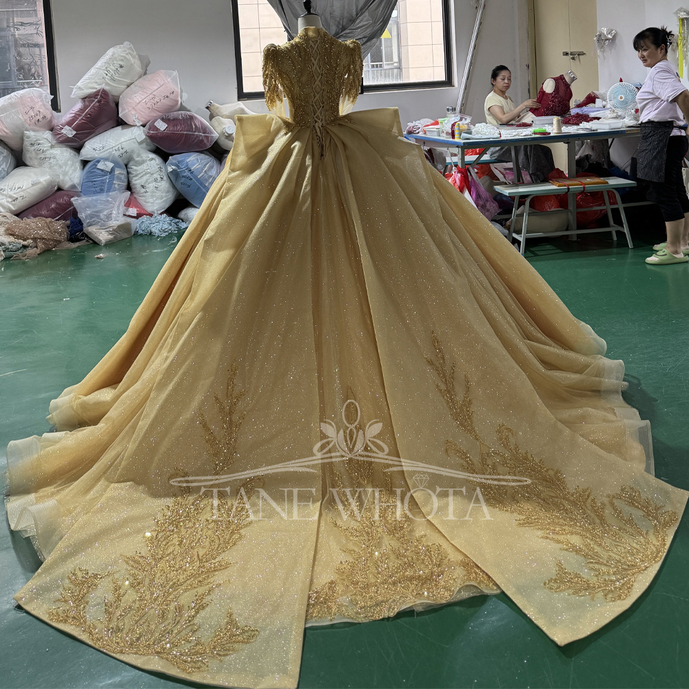 Elegant V-Neck Evening Dress 2 - Yellow Formal Wear Women บทวิจารณ์และราคา