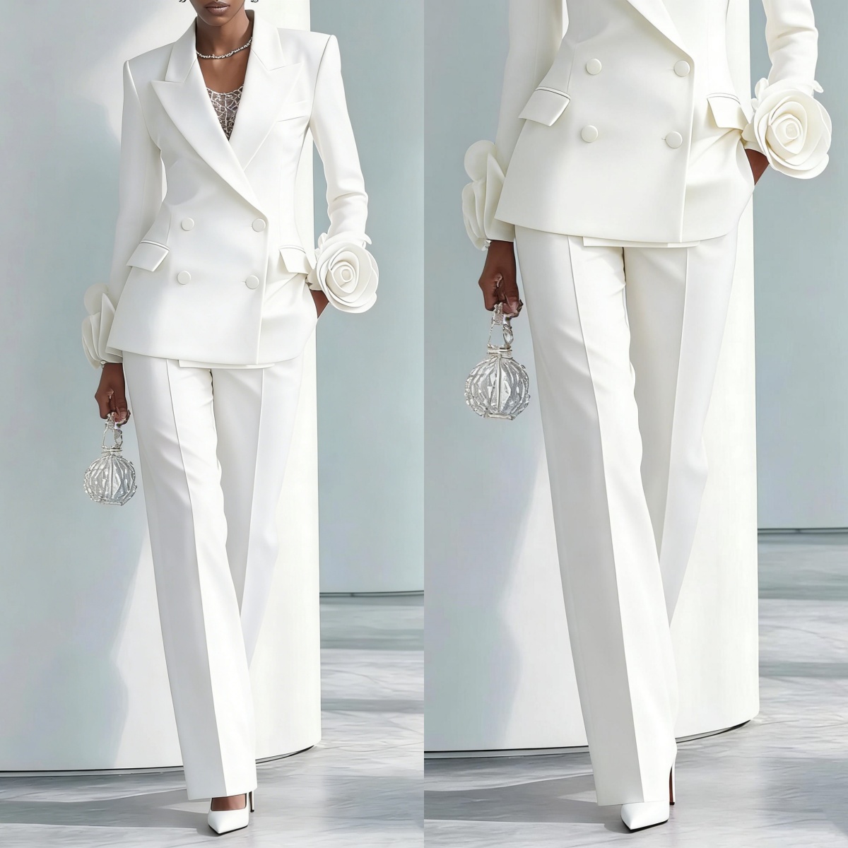 2 Pieces White Flowers Women P - Women Formal Wear For Graduation บทวิจารณ์และราคา