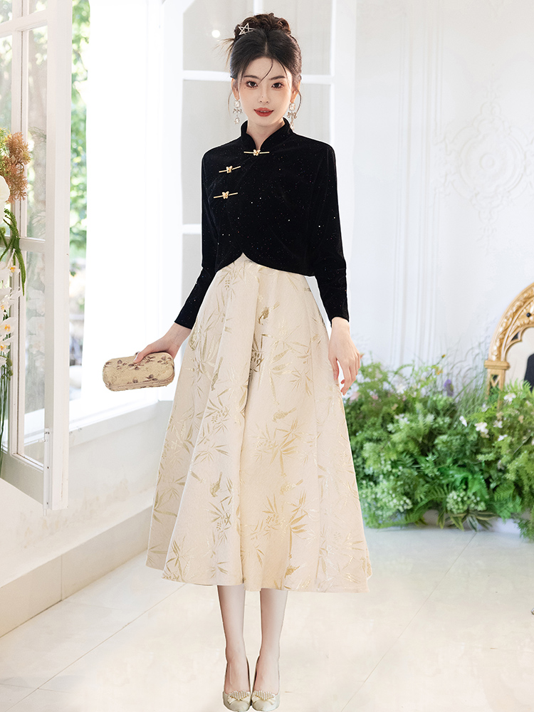 Black New Chinese Style  Set A - Women'S Formal Dinner Wear บทวิจารณ์และราคา