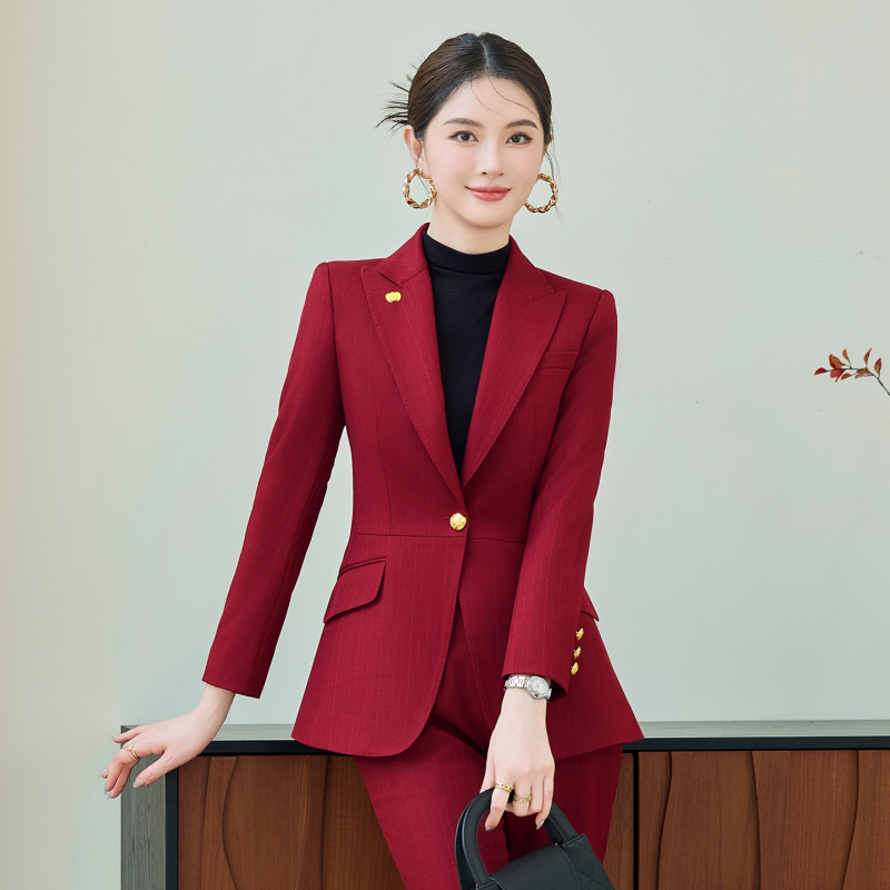 Red Suit Set for Women, Autumn - Women Formal Wear Shirt And Pant บทวิจารณ์และราคา