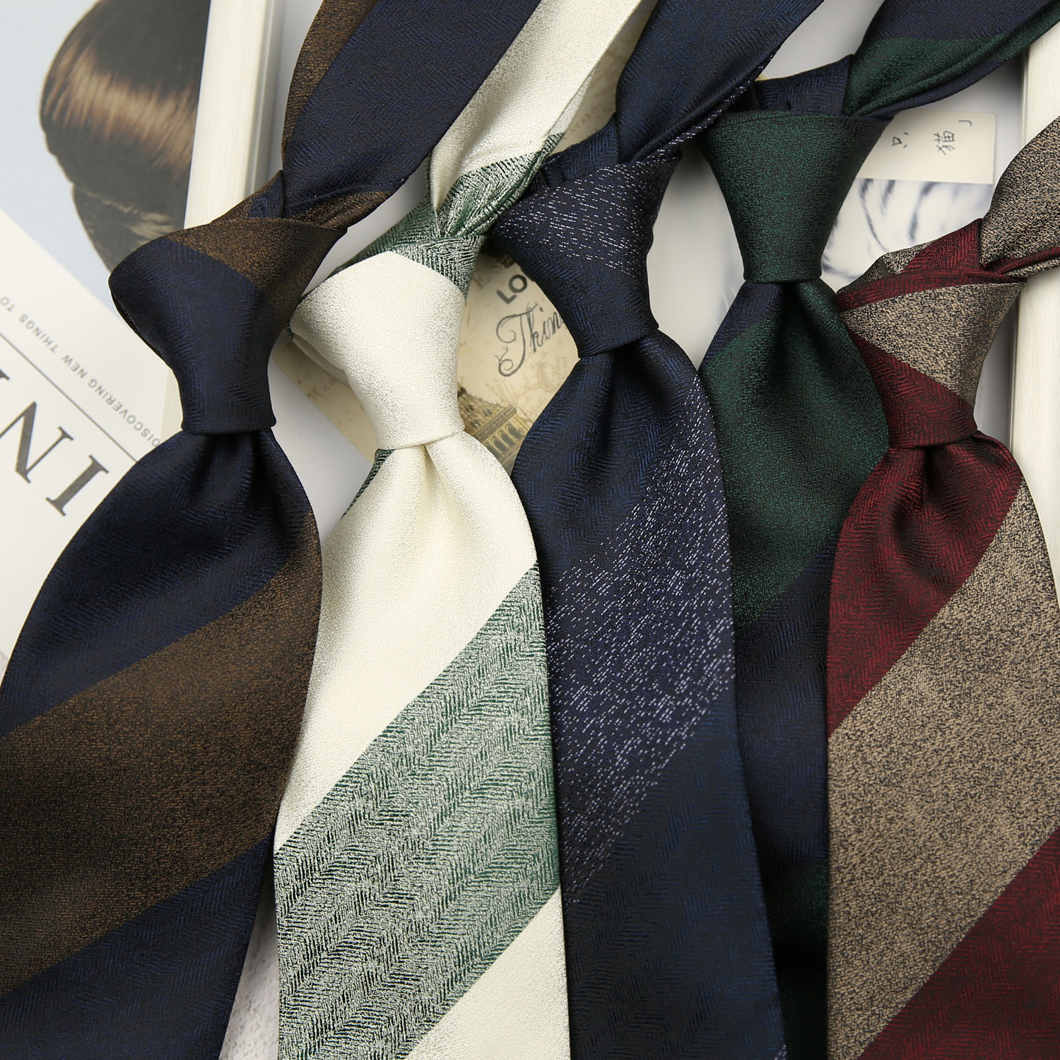 Fashion 8cm Navy Striped Neckt - Women Formal Wear With Tie บทวิจารณ์และราคา