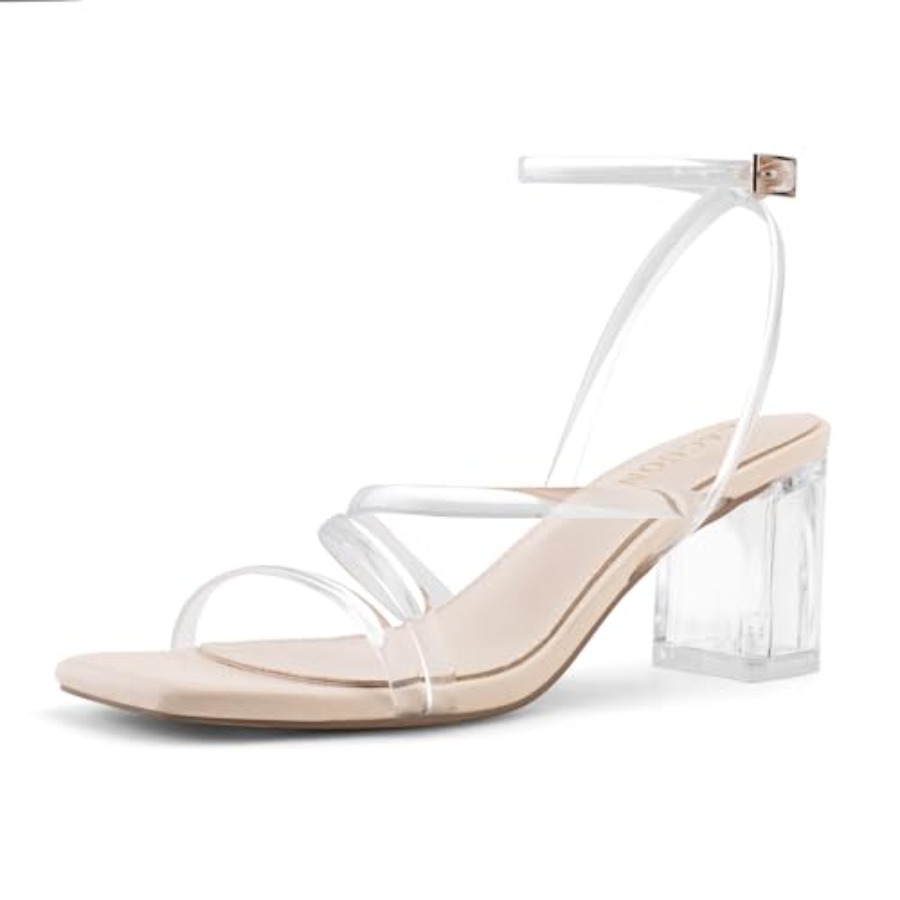 LACUONE Strappy Heels for wome - Pump Heel Block บทวิจารณ์และราคา