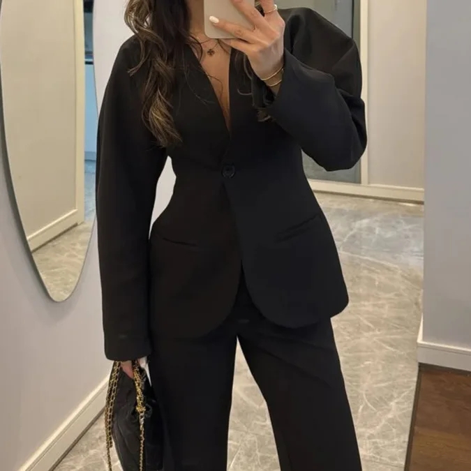 2025 New Women Black V Neck Wa - Women Formal Wear With Tie บทวิจารณ์และราคา