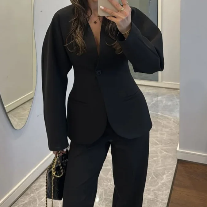 2025 New Women Black V Neck Wa - Women Formal Wear With Tie บทวิจารณ์และราคา