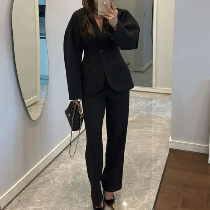2025 New Women Black V Neck Wa - Women Formal Wear With Tie บทวิจารณ์และราคา
