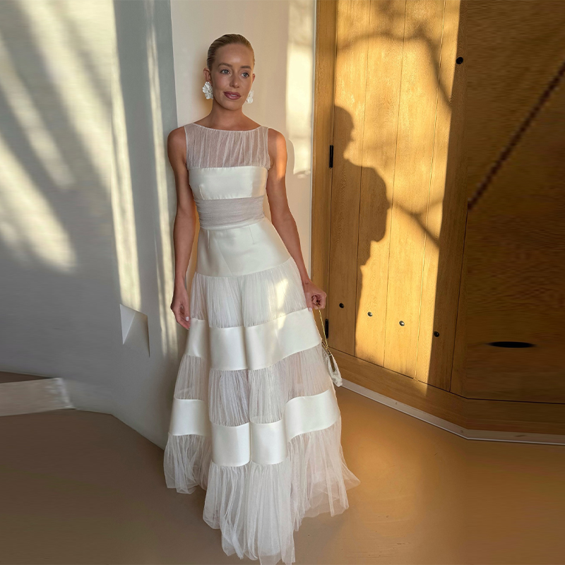 Lady Chic White Sleeveless Pat - Women'S Formal Dinner Wear บทวิจารณ์และราคา