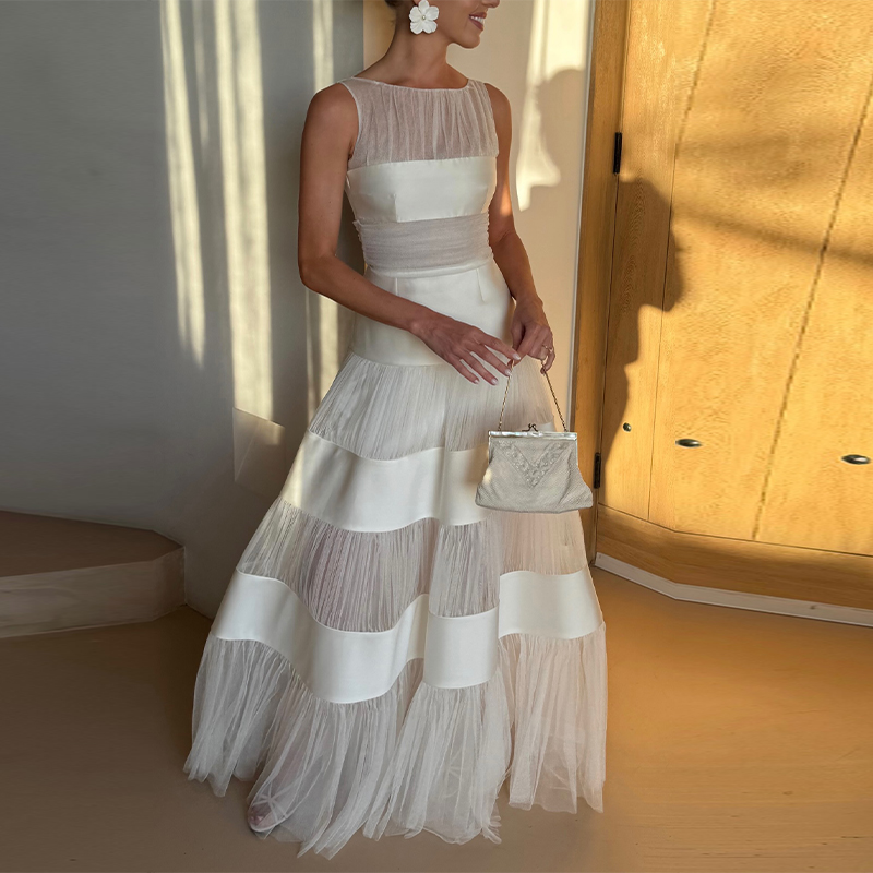 Lady Chic White Sleeveless Pat - Women'S Formal Dinner Wear บทวิจารณ์และราคา