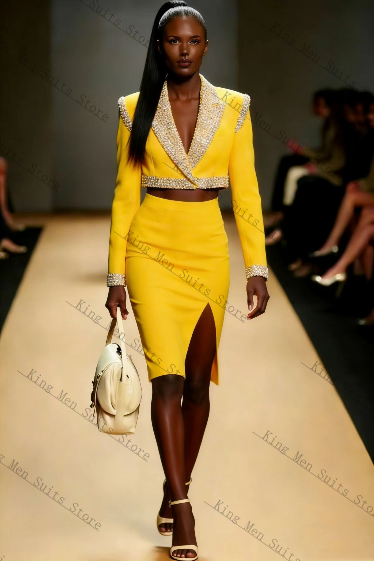 Yellow Crystals Women Suit Ski - Yellow Formal Wear Women บทวิจารณ์และราคา