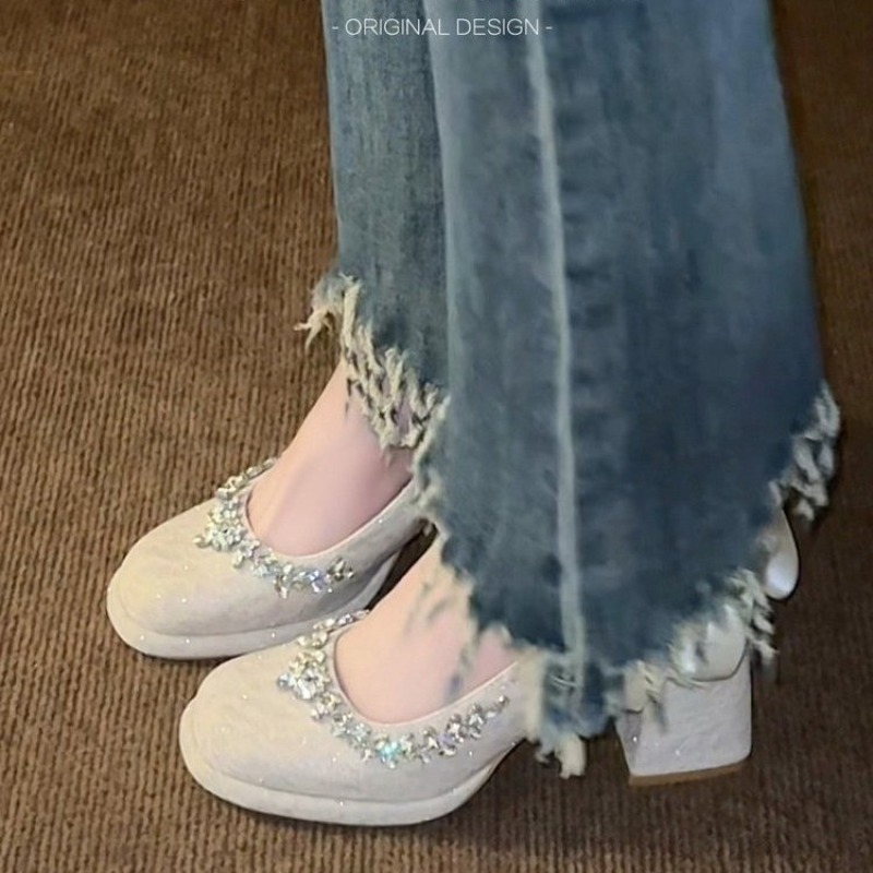 French Mary Jane Block Heel Pu - Pump Heel Block บทวิจารณ์และราคา