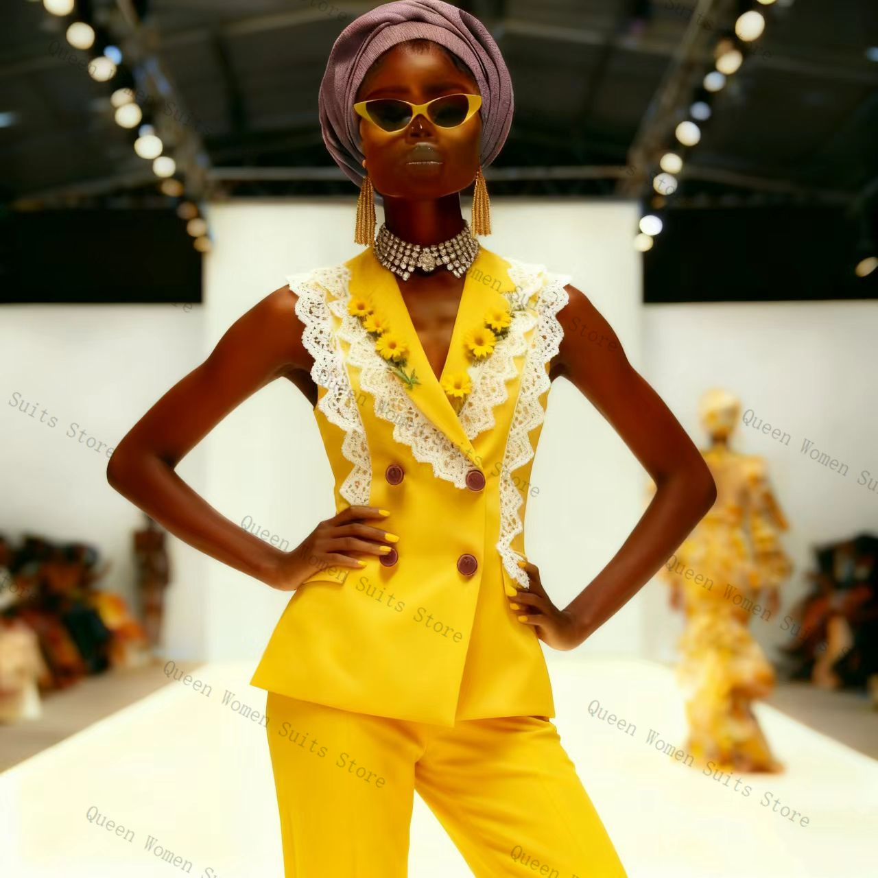 Yellow White Lace Women Suit P - Yellow Formal Wear Women บทวิจารณ์และราคา