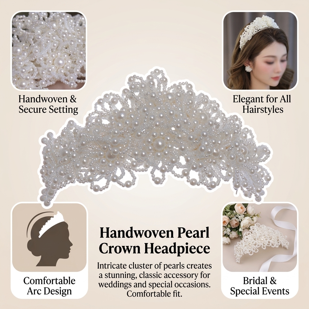 Pearl Crown Headpiece For Wedd - Women'S Formal Wear To A Wedding บทวิจารณ์และราคา