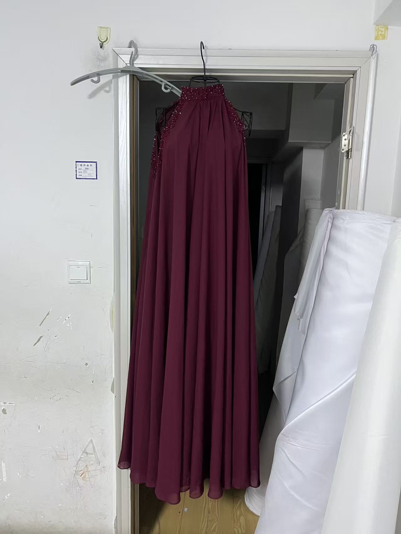 Customized Saudi Burgundy Prom - Women Formal Wear With Tie บทวิจารณ์และราคา