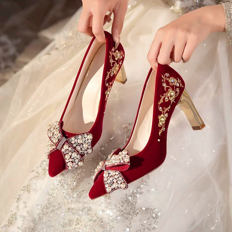 Embroidered Block Heel Single  - Pump Heel Block บทวิจารณ์และราคา