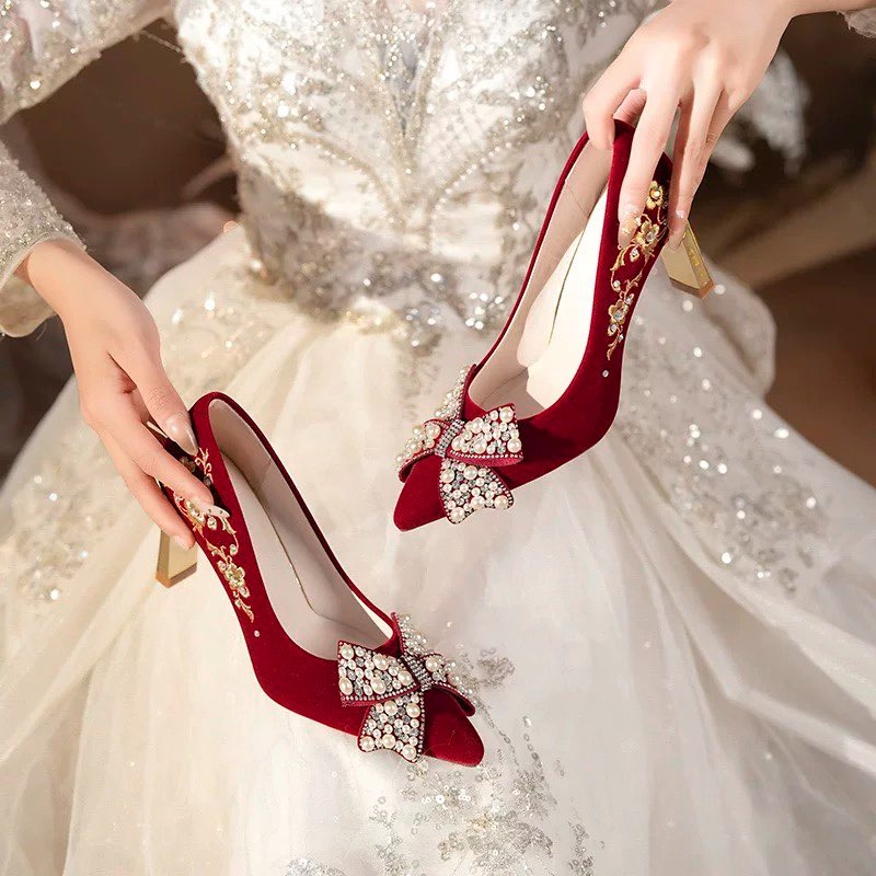 Embroidered Block Heel Single  - Pump Heel Block บทวิจารณ์และราคา