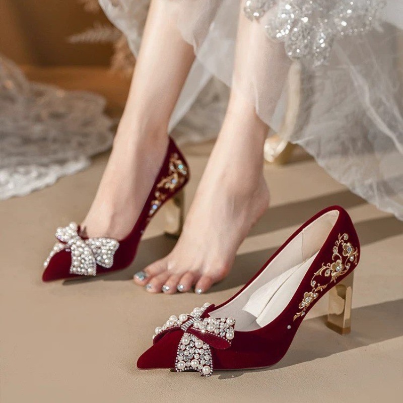 Embroidered Block Heel Single  - Pump Heel Block บทวิจารณ์และราคา