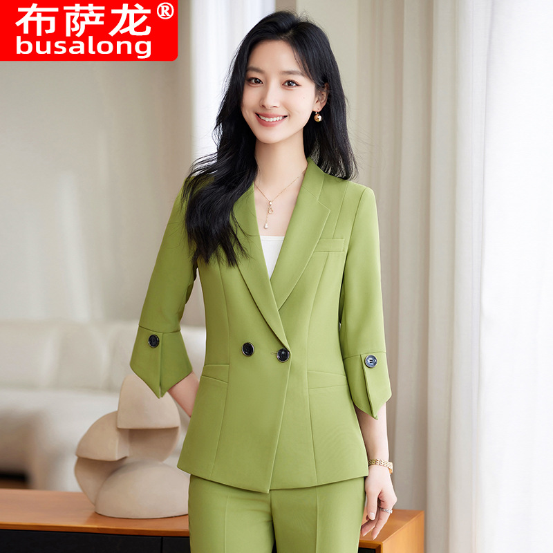 Spring Summer New Yellow Suit  - Yellow Formal Wear Women บทวิจารณ์และราคา