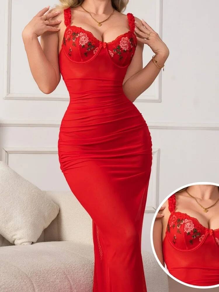 Red Ruched Dress With Strap Bo - Women Formal Wear H&M บทวิจารณ์และราคา