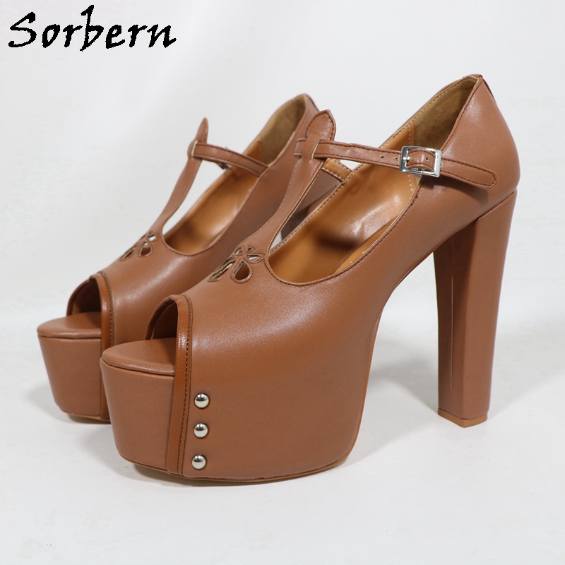 Sorbern Brown Matte Women Pump - Pump Heel Block บทวิจารณ์และราคา