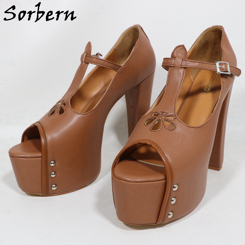 Sorbern Brown Matte Women Pump - Pump Heel Block บทวิจารณ์และราคา