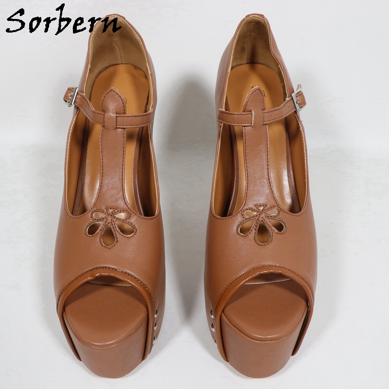 Sorbern Brown Matte Women Pump - Pump Heel Block บทวิจารณ์และราคา