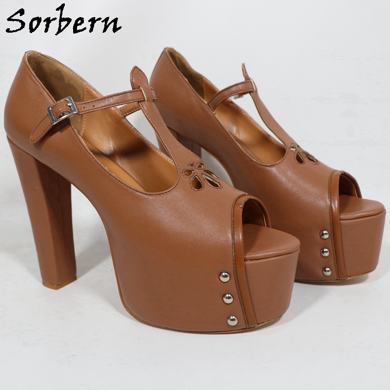 Sorbern Brown Matte Women Pump - Pump Heel Block บทวิจารณ์และราคา
