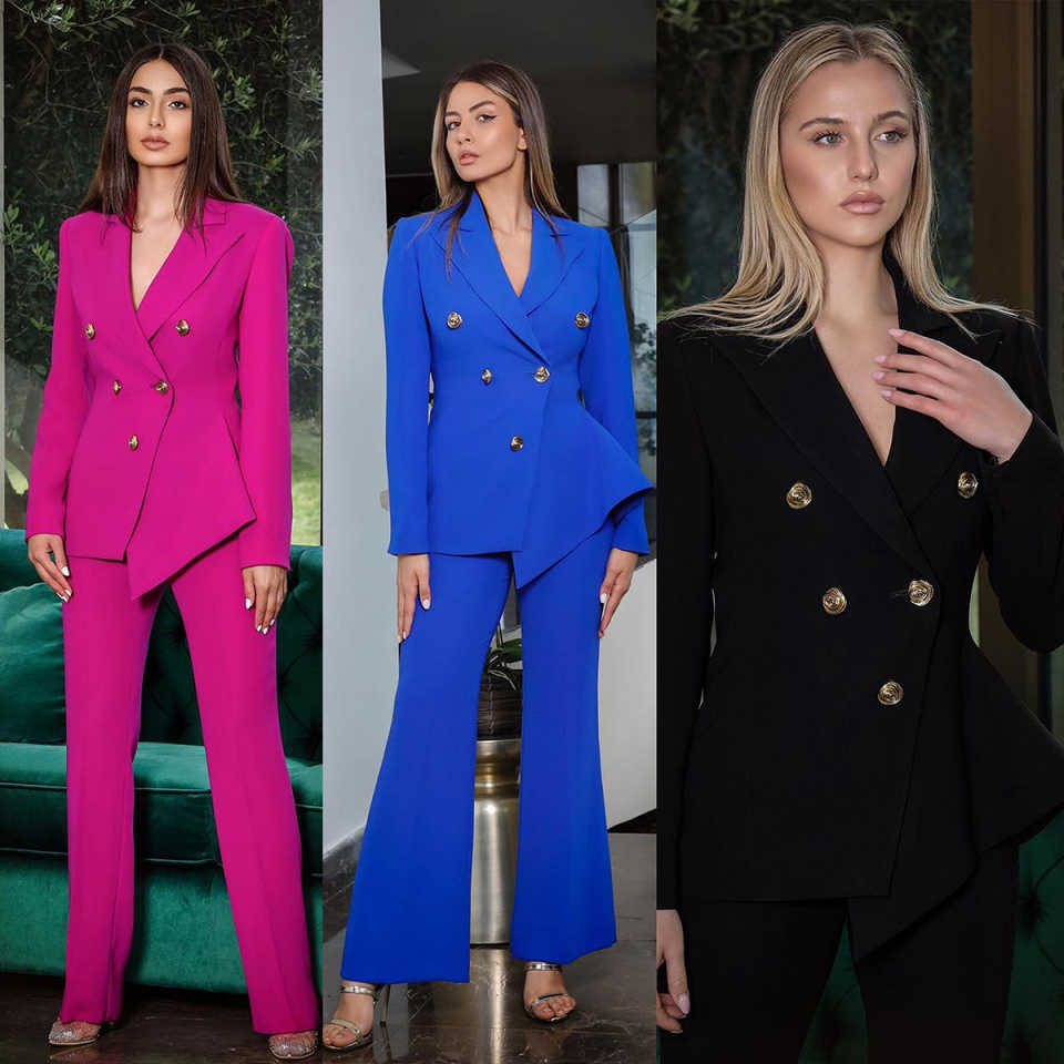 Candy Color Women Pants Suits  - Women Formal Wear With Tie บทวิจารณ์และราคา