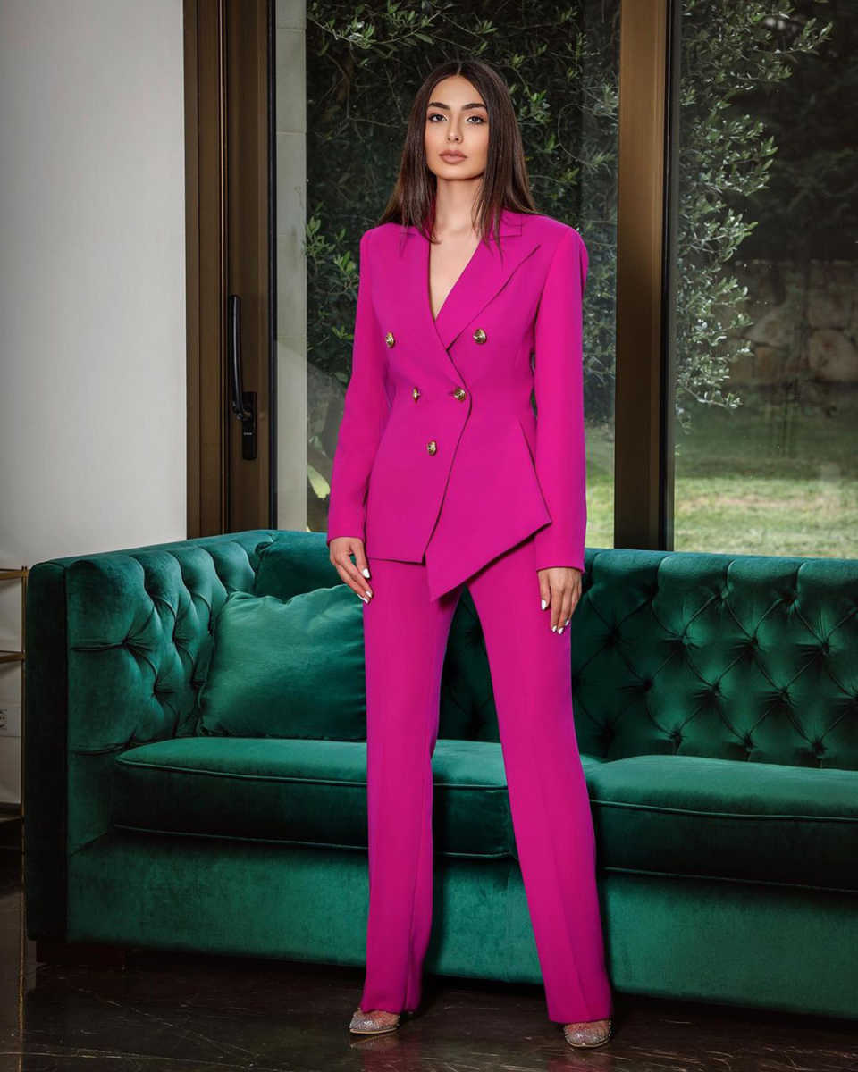Candy Color Women Pants Suits  - Women Formal Wear With Tie บทวิจารณ์และราคา