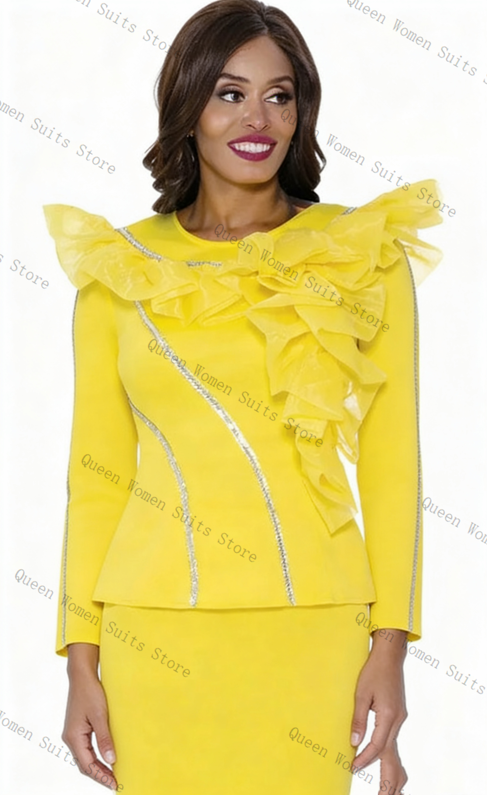 Crystals Yellow Women Suit Ski - Yellow Formal Wear Women บทวิจารณ์และราคา