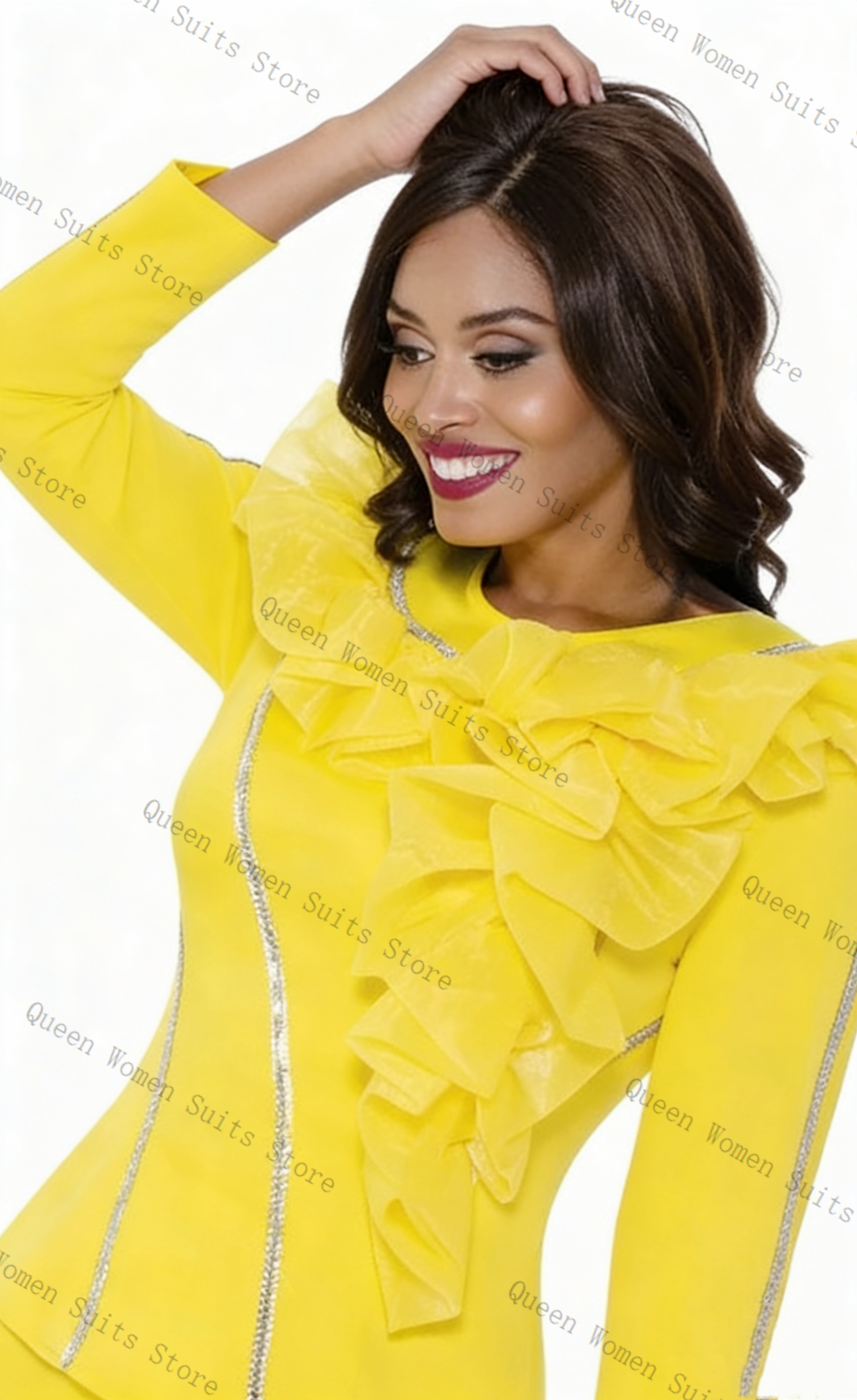 Crystals Yellow Women Suit Ski - Yellow Formal Wear Women บทวิจารณ์และราคา