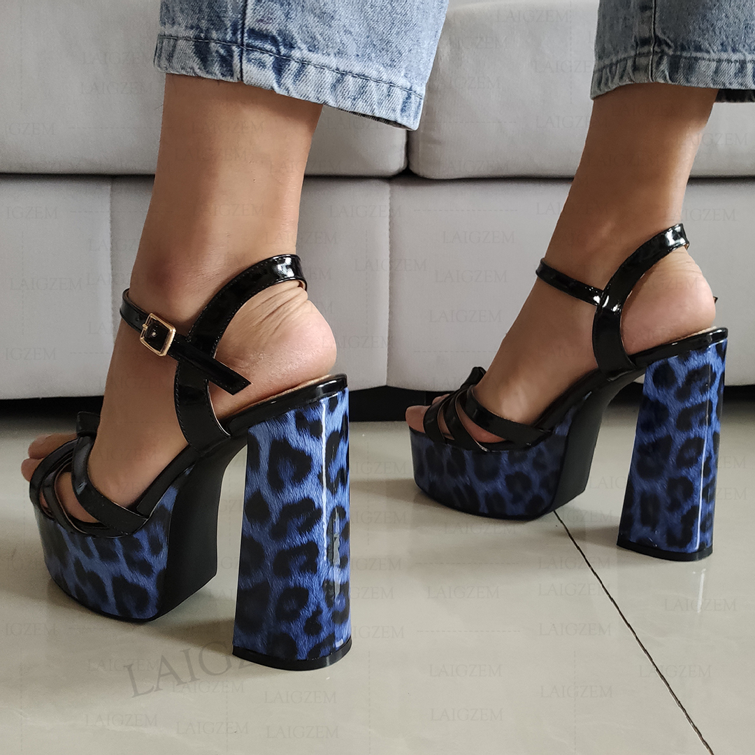 LAIGZEM Women Platform Sandals - Pump Heel Block บทวิจารณ์และราคา