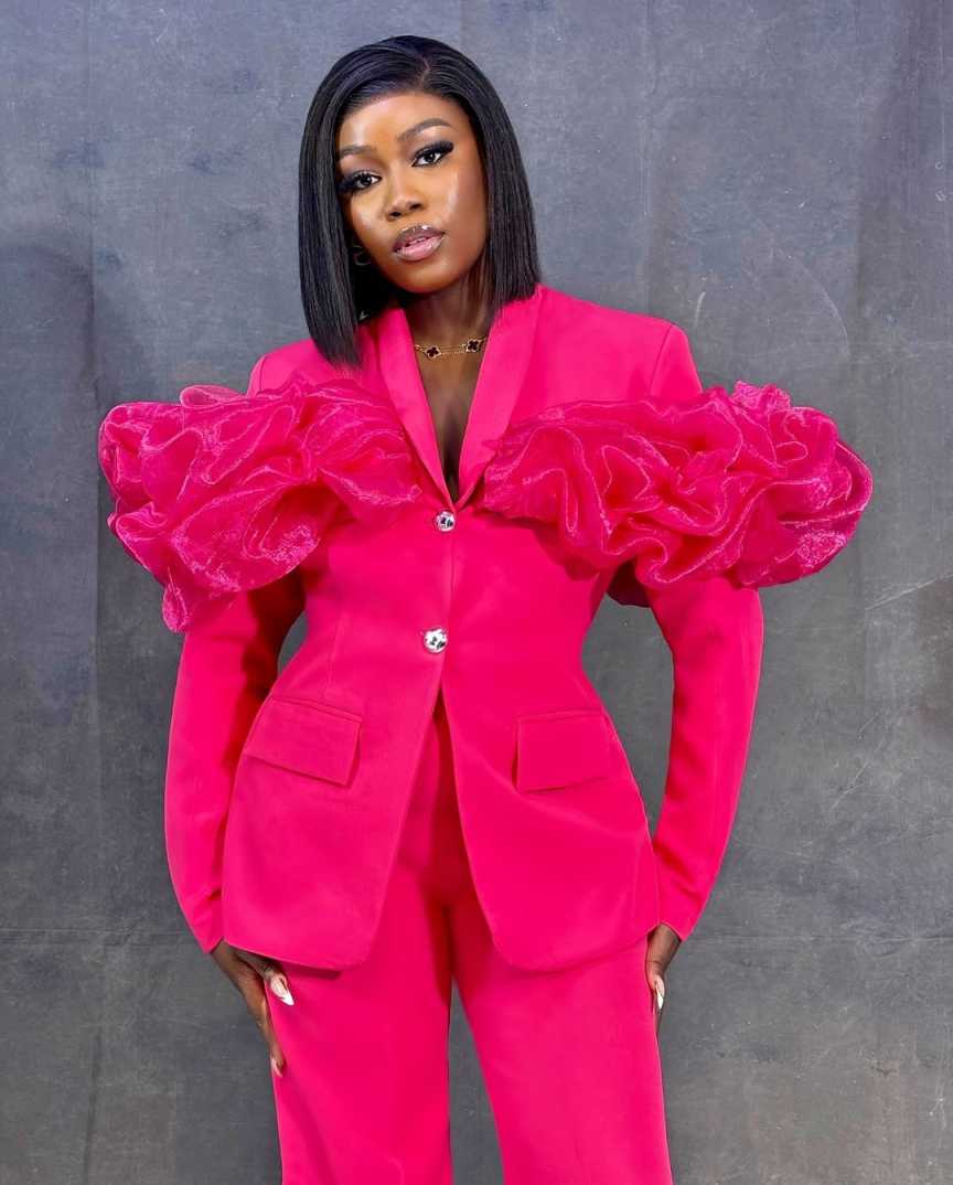 Customized Hot Pink Women Pant - Women Formal Wear With Tie บทวิจารณ์และราคา