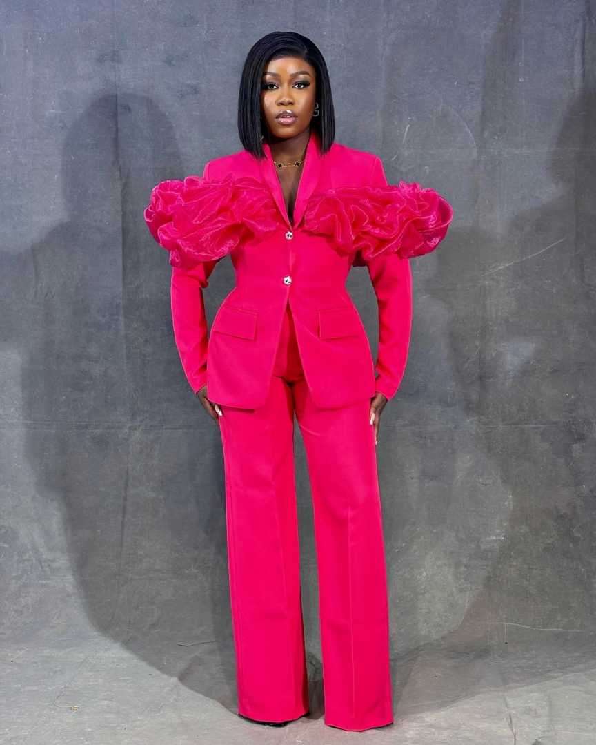 Customized Hot Pink Women Pant - Women Formal Wear With Tie บทวิจารณ์และราคา